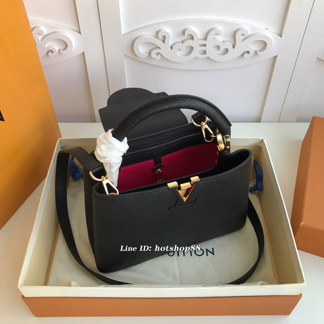 路易威登LV高端全皮女包 M48864 黑色小號 LV專櫃2020新款Capucines小號手袋 LV手提肩背包 xxlv3077